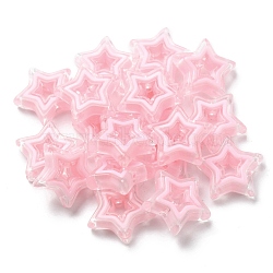 Acrylic Beads, Bead in Bead, Star, Pink, 21.5x22x6mm, Hole: 3mm, about 280pcs/500g(SACR-G033-02B)