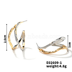 Elegant European and American Style Retro Hollow Teardrop Brass Stud Earrings, Platinum & Golden, 26x10mm(GY6098-1)