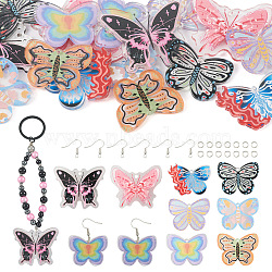 Pandahall DIY Butterfly Earring Making Kit, Including Acrylic Pendants, Brass Earring Hooks & Jump Rings, Mixed Color, 56Pcs/box(DIY-TA0005-24)