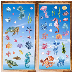 8 Sheets 8 Styles PVC Waterproof Wall Stickers, Self-Adhesive Decals, for Window or Stairway Home Decoration, Sea Horse, 200x145mm, 1 sheet/style(DIY-WH0345-163)