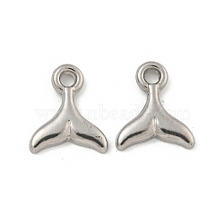 Non-Tarnish 304 Stainless Steel Pendants, Fishtail Charm, Stainless Steel Color, 12.5x11x2mm, Hole: 2mm(STAS-I307-512P)