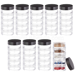 Plastic Bead Screw Together Stacking Jars, 5 Vials Bead Storage Containers, Column, Black, 3.7x8.3cm, Inner Diameter: 3.1cm(CON-WH0092-53A)