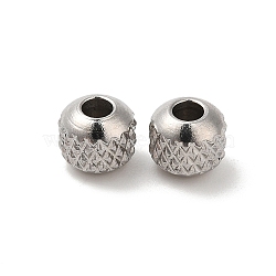 Non-Tarnish 201 Stainless Steel Bead, Round, Stainless Steel Color, 5mm, Hole: 2mm(STAS-H214-28A-P-1)