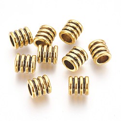 Tibetan Style Alloy Beads, Grooved Beads, Column, Antique Golden, Lead Free & Cadmium Free & Nickel Free, 9.5x9mm, Hole: 6mm(X-GLF9863Y-NF)