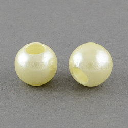 ABS Plastic Imitation Pearl European Beads, Large Hole Rondelle Beads, Lemon Chiffon, 11.5~12x10mm, Hole: 5mm(X-MACR-R530-12mm-A61)
