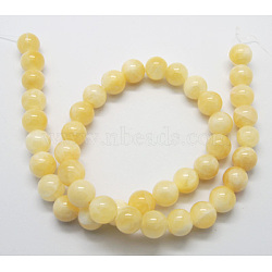 Natural Yellow Jade Beads, Round, Lemon Chiffon, Size: about 8mm in diameter, hole: 1mm, 50pcs/strand, 16 inch(X-G-Q277-1)