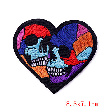 Skull Theme Computerized Embroidery Cloth Iron on/Sew on Patches, Costume Accessories, Colorful, 71x78~80mm
