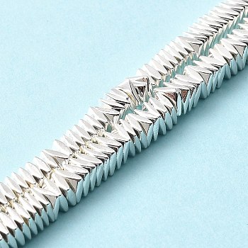 Electroplated Synthetic Non-Magnetic Hematite Beads Strands, Square, Silver Plated, 4x4x1.3mm, Hole: 1mm, about 310~315pcs/strand, 15.94~16.02''(40.5~40.7cm)