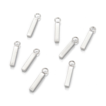 304 Stainless Steel Pendants, Cuboid, Stainless Steel Color, 13x3x2mm, Hole: 1.8mm
