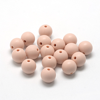 Food Grade Eco-Friendly Silicone Beads, Round, PeachPuff, 12mm, Hole: 2mm