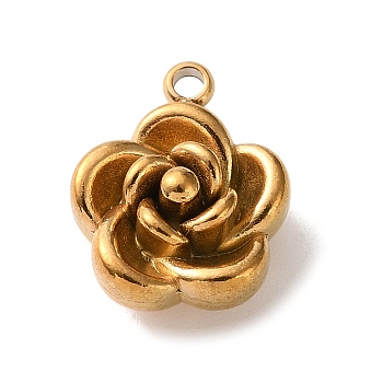 304 Stainless Steel Charms, Flower Charms, Golden, 12.5x10x6.5mm, Hole: 1.4mm