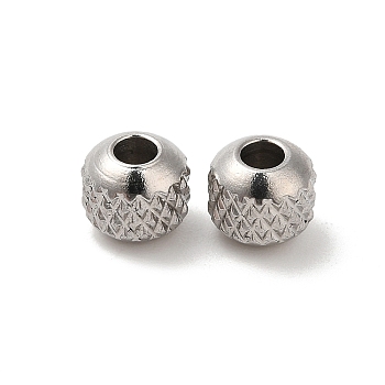 201 Stainless Steel Bead, Round, Stainless Steel Color, 5mm, Hole: 2mm