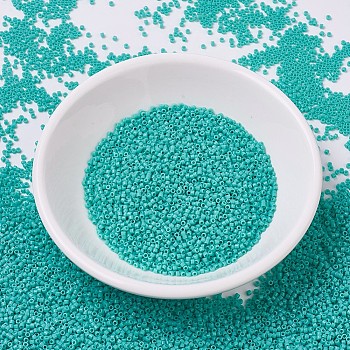 MIYUKI Delica Beads Small, Cylinder, Japanese Seed Beads, 15/0, (DBS0729) Opaque Turquoise Green, 1.1x1.3mm, Hole: 0.7mm, about 3500pcs/10g