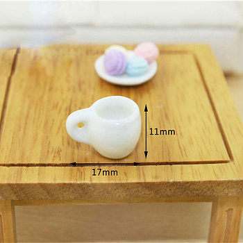 Mini Porcelain Mugs, for Dollhouse Accessories, Pretending Prop Decorations, Cup with Handle, White, 17x11mm