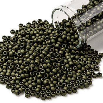 TOHO Round Seed Beads, Japanese Seed Beads, (617) Matte Color Dark Olive, 8/0, 3mm, Hole: 1mm, about 222pcs/10g