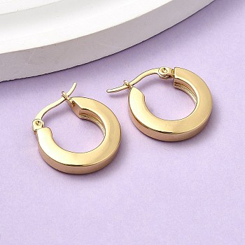 201 Stainless Steel Hoop Earrings, with 304 Stainless Steel Pins, PVD Vacuum Plating, Long-Lasting Plated, Golden, 21x20x4mm