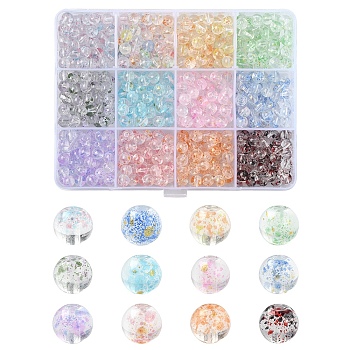 720Pcs 12 Colors Baking Paint Transparent Glass Beads, Round, Mixed Color, 6mm, Hole: 1.2mm, about 60pcs/color