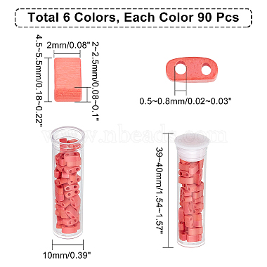 Nbeads 540Pcs 6 Colors 2-Hole Glass Seed Beads(SEED-NB0001-45)-2