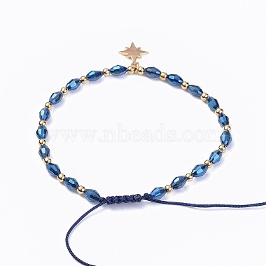 Bracelets de perles tressées en verre galvanoplastie(BJEW-JB04307-06)-3