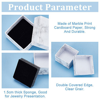 PandaHall Elite 48Pcs Square Marble Print Cardboard Paper Jewelry Gift Box(CON-PH0002-95)-4