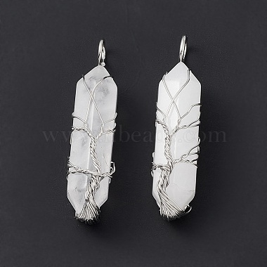 Natural Quartz Crystal Copper Wire Wrapped Pendants(G-F733-05G)-4