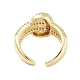 Rack Plating Oval Brass Micro Pave Cubic Zirconia Open Cuff Rings for Women(RJEW-B064-06G)-3