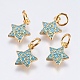 Brass Micro Pave Cubic Zirconia Charms(X-RB-I077-21G-RS)-1