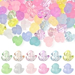 50Pcs Transparent Acrylic Beads, with 50Pcs Frosted Transparent Acrylic Beads, Duck, Mixed Color, 14.5x15x10.8~11mm, Hole: 2.7~3mm, 50pcs/styles(OACR-YW0003-79)