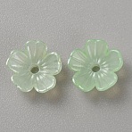 Acrylic Bead Caps, Imitation Shell, Flower, Green, 10x4mm, Hole: 1.4mm(MACR-TAC0004-01E)