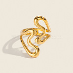 Irregular 304 Stainless Steel Cuff Open Rings for Women, Golden, 20mm, US Size 8 1/4(18.3mm)(LD5997)