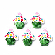 Spray Painted Resin Cabochons, Cake, Green, 27~28x24x7.5~9mm(CRES-Q215-005)