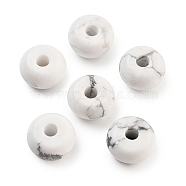 Natural Howlite European Beads, Large Hole Rondelle Beads, 14~14.5x7.7~8.3mm, Hole: 4mm(G-C134-04E)