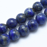 Natural Lapis Lazuli Beads Strands, Round, 4~5mm, Hole: 0.6mm, about 95pcs/strand, 15.7 inch(40cm)(G-E483-17-5mm)