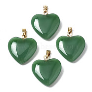 Spray Painted Glass Pendants, with Golden Plated Iron Bails, Imitation Jade, Heart, Green, 22x20.5x7mm, Hole: 6x2mm(X-GLAA-N035-016-A01)