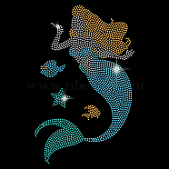Glass Hotfix Rhinestone, Iron on Appliques, Costume Accessories, for Clothes, Bags, Pants, Mermaid, 297x210mm(DIY-WH0303-147)