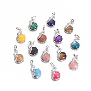 Natural & Synthetic Mixed Gemstone Pendants, with Platinum Tone Brass Findings, Swan, 30.8x18.8x8.5mm, Hole: 7x5mm(G-L512-N)