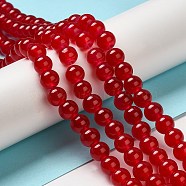 Baking Painted Imitation Jade Glass Round Bead Strands, Red, 8.5~9mm, Hole: 1.5mm, about 105pcs/strand, 31.8 inch(DGLA-Q021-8mm-05)