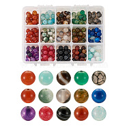225Pcs 15 Style Natural Agate Round Beads, 8mm, Hole: 1mm, 15pcs/style(G-TA0001-36)