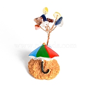Resin Display Decorations, Reiki Energy Stone Feng Shui Ornament, with Natural Gemstone Tree and Copper Wire, Umbrella on the Beach, 33x50~55mm(DJEW-PW0009-025B)