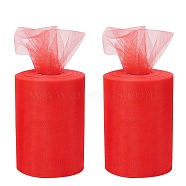 Deco Mesh Ribbons, Tulle Fabric, Tulle Roll Spool Fabric For Skirt Making, Red, 6 inch(150mm), 100yards/roll(91.44m/roll)(OCOR-BC0002-12)