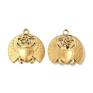 Ion Plating(IP) 304 Stainless Steel Pendants, Beetle Charm, Real 18K Gold Plated, 25.5x25.5x2mm, Hole: 3mm(STAS-A070-38G)