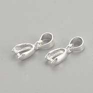 925 Sterling Silver Pendants, Ice Pick & Pinch Bails, Carved 925, Silver, 16mm, Hole: 5mm, Pin: 0.5mm(STER-S002-70)