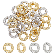 28Pcs 2 Colors Eco-friendly Rack Plating Alloy Linking Rings, Cadmium Free & Lead Free, Hammered Round Ring, Platinum & Light Gold, 16x3.5mm, Inner Diameter: 7mm, 14pcs/color(FIND-GL0001-66)