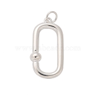 925 Sterling Silver Rectangle Balll Pendants, with Jump Rings, Silver, 20.5x10.5x3.5mm, Hole: 2mm(STER-D300-26S)