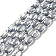 Transparent Electroplate Glass Beads Strands, Faceted, Pearl Luster Plated, Oval, Dark Slate Gray, 7x4.5x3mm, Hole: 0.9mm, about 78~81pcs/strand, 22.83 inch(58cm)(EGLA-F150-PL02)