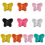 Spray Painted Alloy Beads, Butterfly, Mixed Color, 5x6.5x3mm, Hole: 1.2mm(PALLOY-YW0001-59)