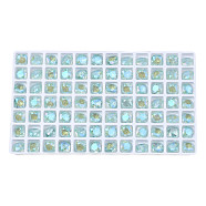 Glass Rhinestone Cabochons, Nail Art Decoration Accessories, Faceted, Square, Light Blue, 8x8x4.5mm(MRMJ-N029-02B-03)