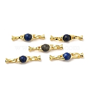 Natural Dyed Lapis Lazuli with Brass Fold Over Clasps, Real 18K Gold Plated, Long-Lasting Plated, Rack Plating, Round, 38mm(G-G141-03G-18)