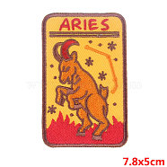 Rectangle with Constellation Computerized Embroidery Cloth Iron on/Sew on Patches, Costume Accessories, Aries, 78x50mm(PATC-PW0002-14J)