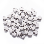 201 Stainless Steel Charms, Stamping Blank Tag, Heart, Stainless Steel Color, 6x7x1.5mm, Hole: 1.6mm(STAS-L234-045B)